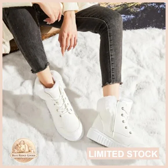 Winter Waterproof Ankle Booties Side Zipper Combat Boots Warm Lining